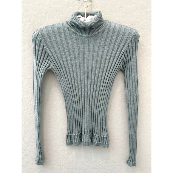 GIORGIO ARMANI Le Collezioni Sage Ribbed Wool Turtleneck Sweater NWT | Size 4 - Picture 1 of 9
